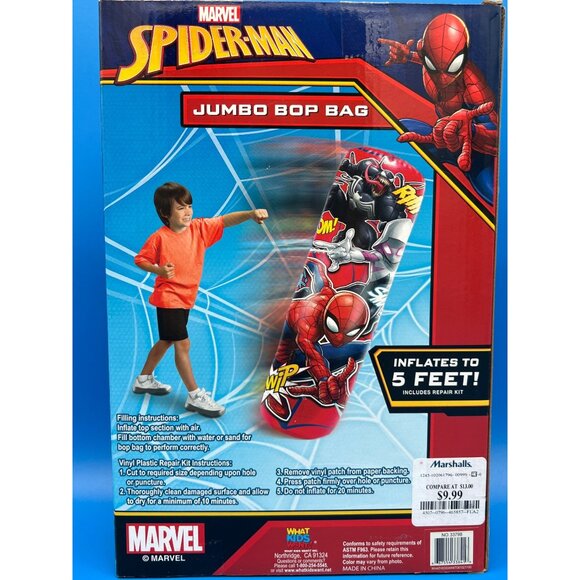 Marvel Spider-Man Bop Inflatable Punching Bag Includes Repair Kit Size 60" XXL - Picture 2 of 4